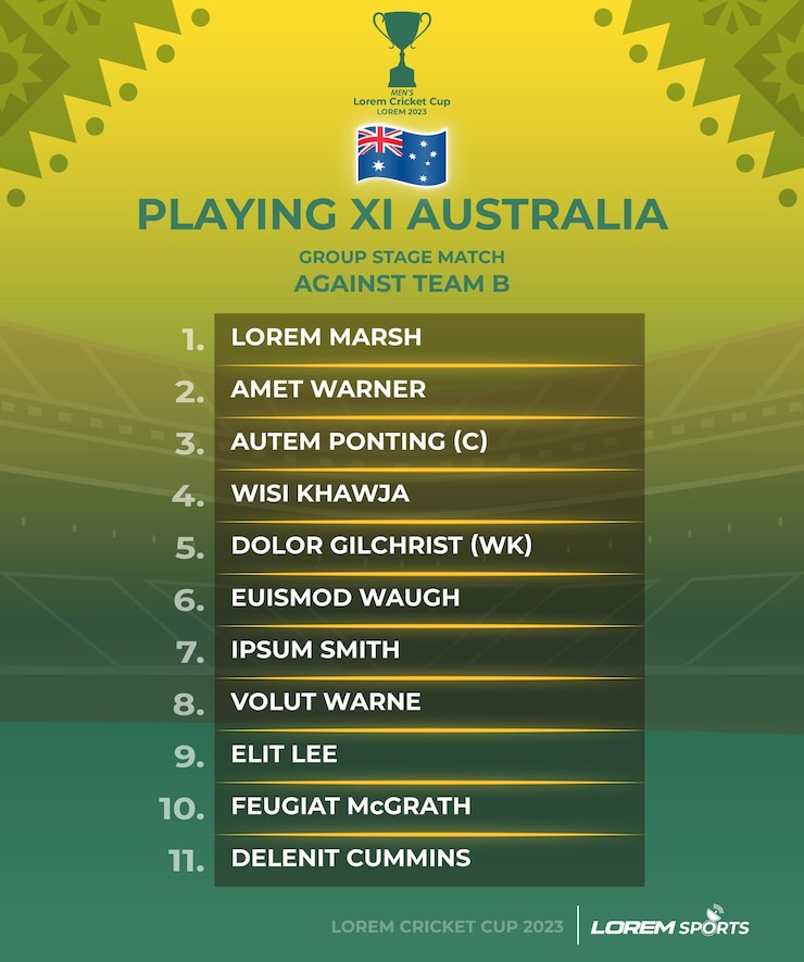 Vector australia juega 11 plantilla para un partido de críquet