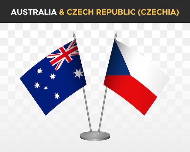 Australia vs República Checa Chequia escritorio banderas maqueta aislado 3d vector ilustración mesa banderas