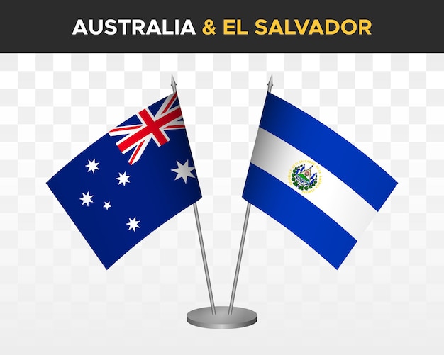 Australia vs El Salvador maqueta de banderas de escritorio aislado 3d vector ilustración banderas de mesa