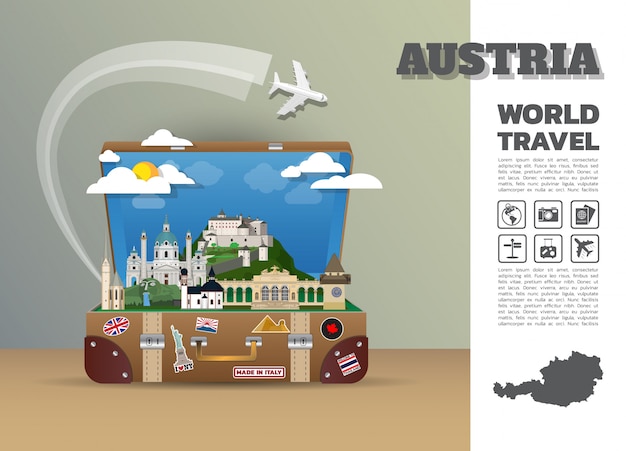 Austria Landmark Global Travel And Journey Infografía equipaje.