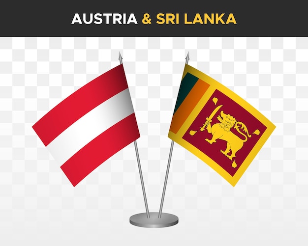 Austria vs sri lanka escritorio banderas maqueta aislado 3d vector ilustración mesa banderas