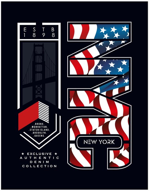 Vector auténtica impresión gráfica de diseño de ilustración de tipografía vectorial de nueva york