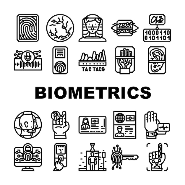 Autenticación biométrica Vector de ajuste de íconos de escaneo