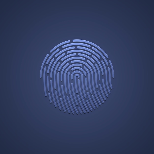 Autenticación de huellas dactilares de seguridad. Identidad de dedo, ilustración biométrica de tecnología. Plantilla de huellas dactilares.