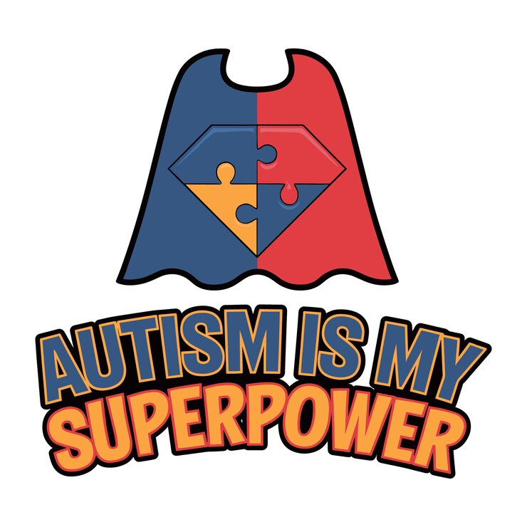 Vector el autismo es mi superpoder diseño de camisetas conciencia del autismo