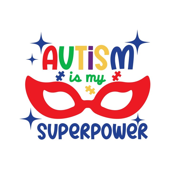 Vector autismo letras escritas a mano cita de salud mental eslogan tipográfico moderno ilustración vectorial