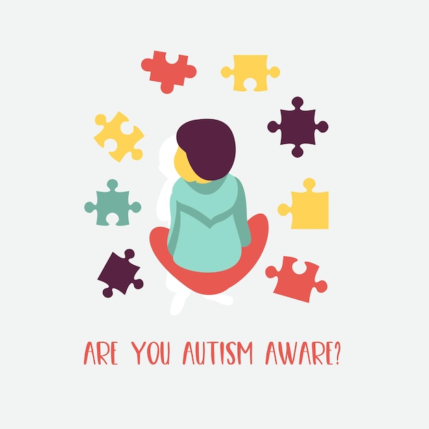 Vector autismo. signos tempranos del síndrome de autismo en niños. emblema de vector. icono de tea del trastorno del espectro autista de los niños. signos y síntomas del autismo en un niño.