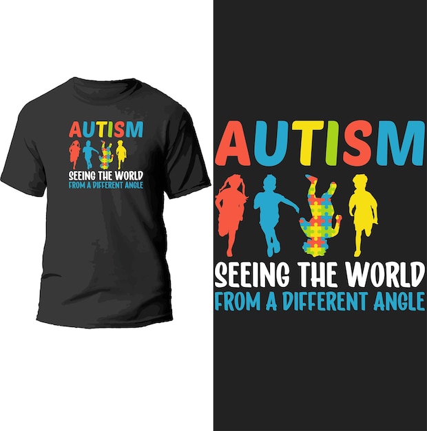 autismo viendo el mundo desde un diseño de camiseta de ángulo diferente.