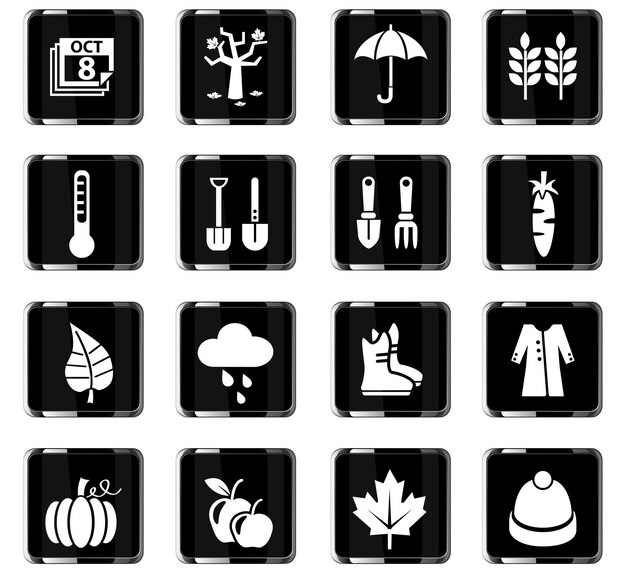 Autmn iconos web para el diseño de la interfaz de usuario