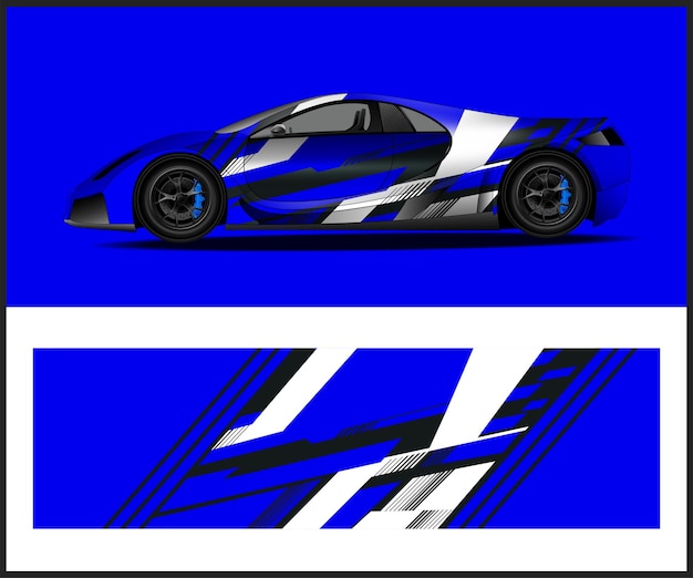 Un auto azul y blanco con la letra l en él.