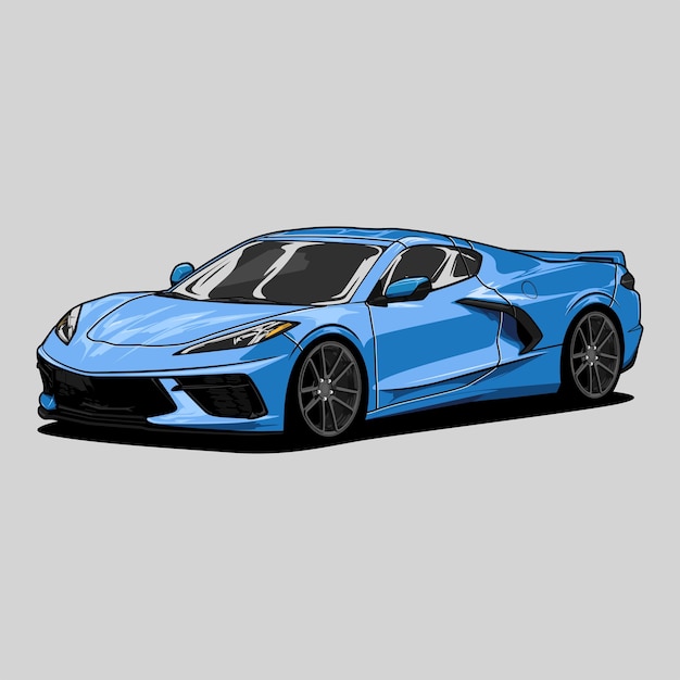 Un auto azul con un parachoques negro y un parachoques negro.