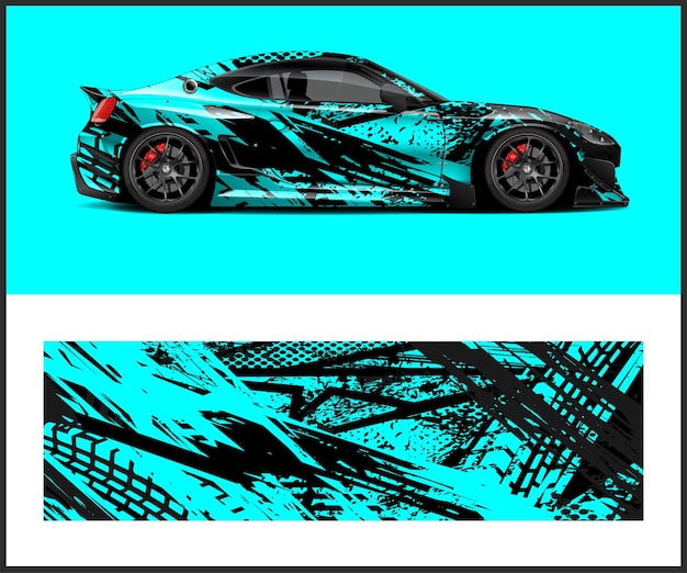 Un auto con un diseño azul y negro que dice "rápido y furioso".