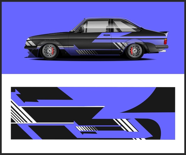 Un auto con un diseño negro y azul que dice mercedes.