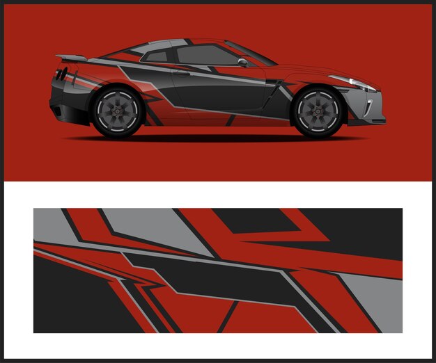 Un auto con un diseño rojo y negro que dice "z" en él.
