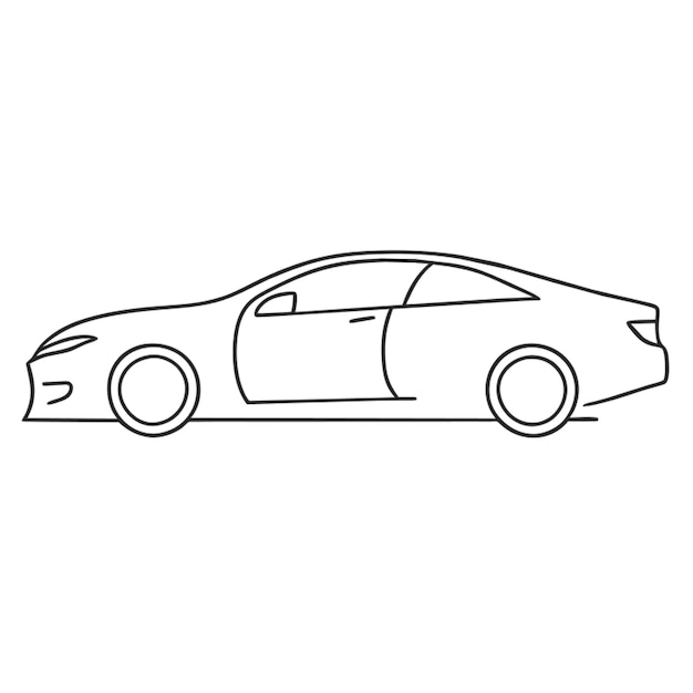 auto en fondo blanco ilustración vectorial de línea de arte