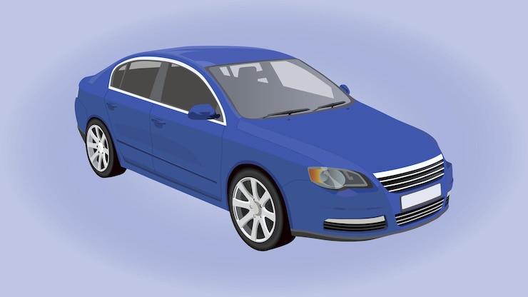 Vector auto realista aislado en fondo azul diseño vectorial de automóviles reales ilustración vectorial