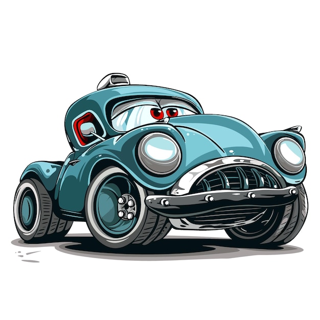 Auto retro aislado en un fondo blanco Ilustración de dibujos animados vectorial