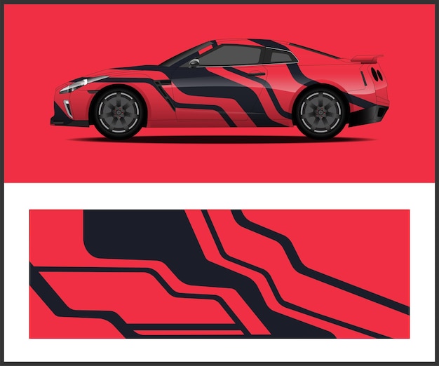Un auto rojo y negro con un diseño negro que dice toyota.
