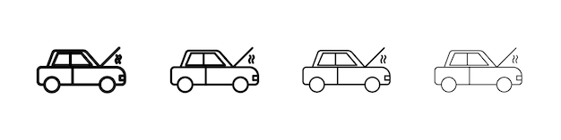 Auto roto con icono de capó abierto Lámina de ilustración plana