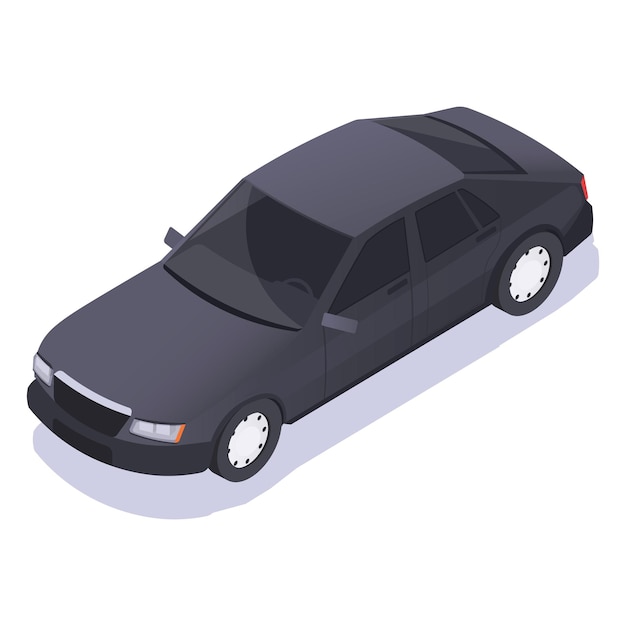 Auto sedán negro isométrico en fondo blanco Ilustración vectorial