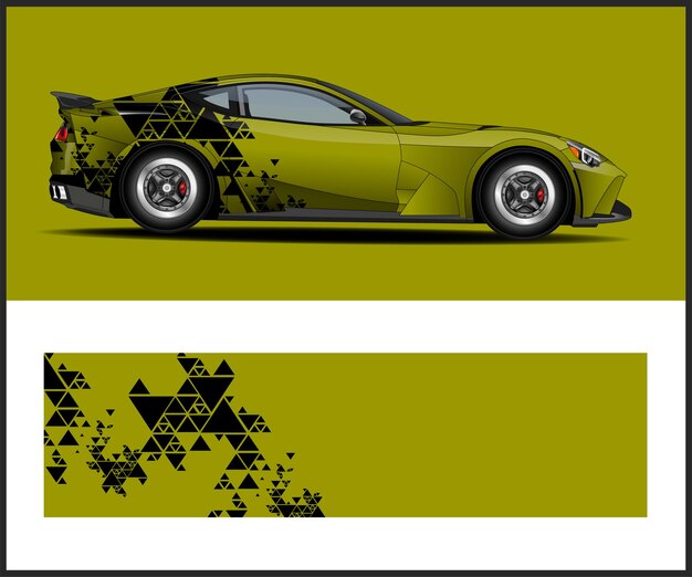 Un auto verde con un diseño triangular en el frente.