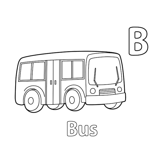 Vector autobús alfabeto abc página para colorear b