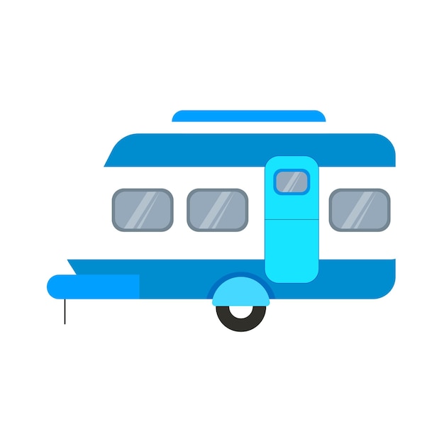 un autobús azul y blanco con una tapa azul que dice la palabra en él