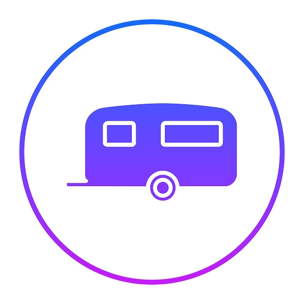 un autobús azul y rosa con un círculo rosa alrededor de la parte inferior