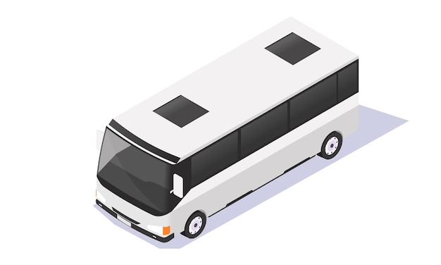 Autobús blanco isométrico en un fondo claro Ilustración vectorial