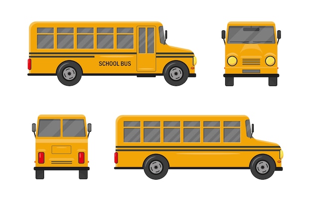 Autobús escolar amarillo sobre blanco