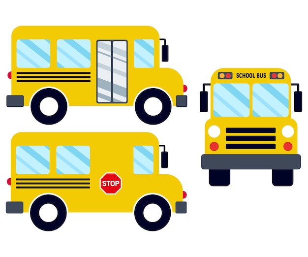 Autobús escolar transporte estudioso expreso vehículo amarillo ilustración vectorial de dibujos animados