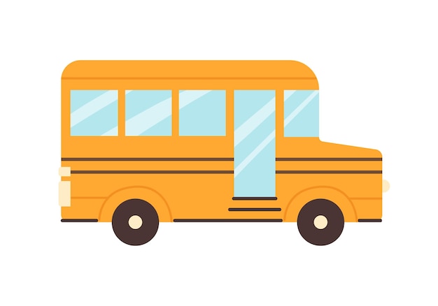 Autobús escolar vacío amarillo para el transporte de niños vista lateral