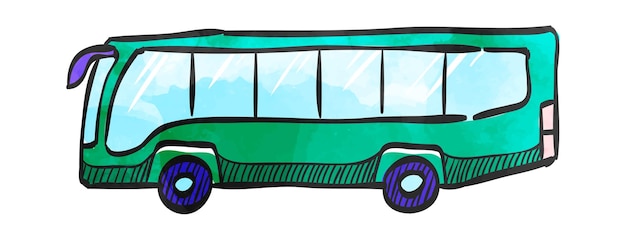 Autobús de icono de estilo acuarela