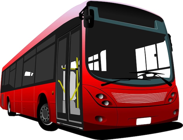 Vector autobús urbano en la carretera ilustración vectorial