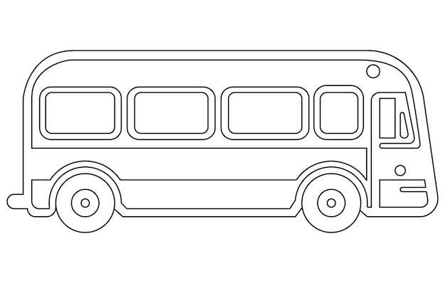 Autobús urbano Icono de esbozo de contorno editable conducción de autobús en la ilustración de vector de carretera en estilo de arte lineal