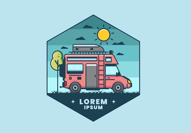 Autocaravana con caja de techo ilustración plana