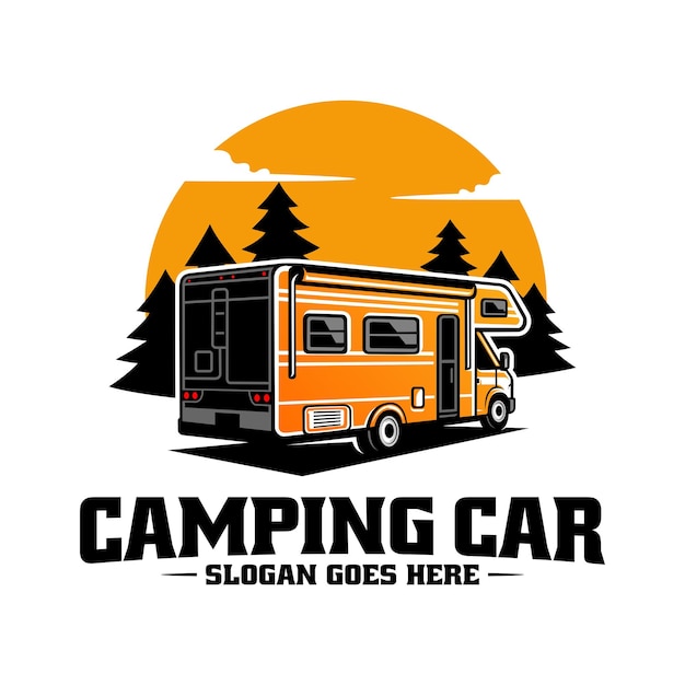 autocaravana caravana casa rodante vector de logotipo aislado