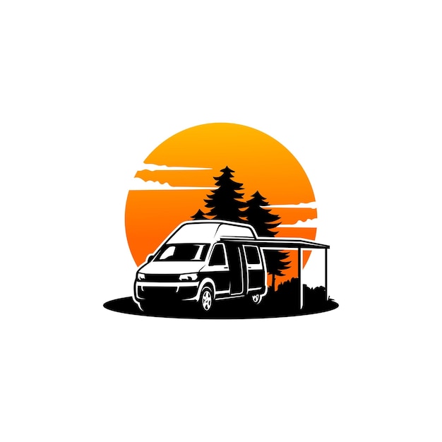 autocaravana caravana casa rodante vector de logotipo aislado