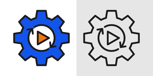 automation software graphic icons with gear and play symbol for workflow automation system integration continuous deployment