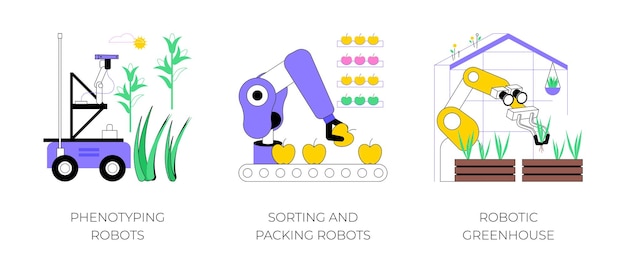 Automatización en agricultura ilustraciones de vectores de dibujos animados aislados