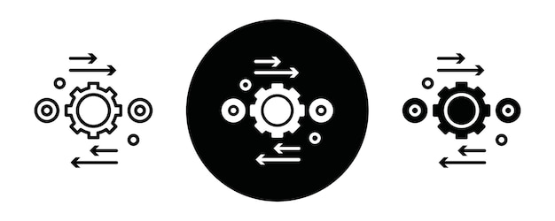 Automatización y optimización Colección o conjunto de iconos de esquema Automatización y otimización Arte de líneas vectoriales delgadas