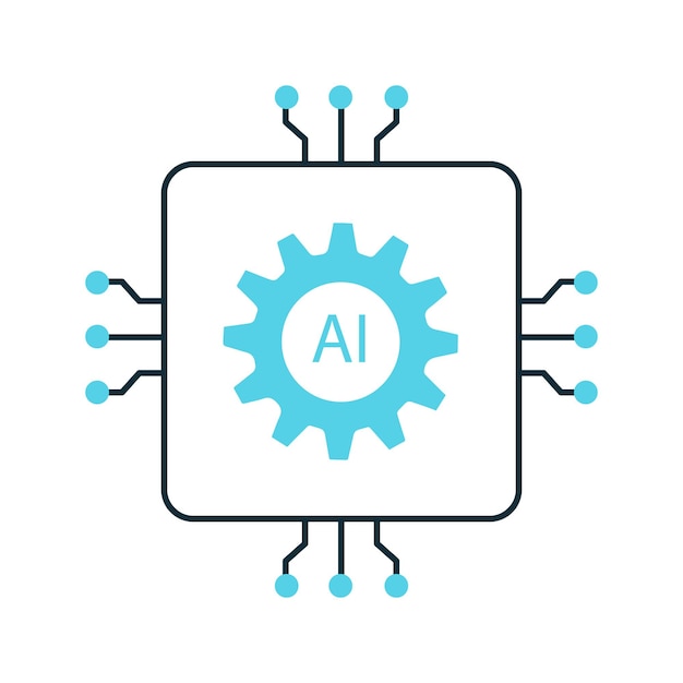 Automatización de procesos de IA con sistemas de engranajes Diseño de íconos vectoriales