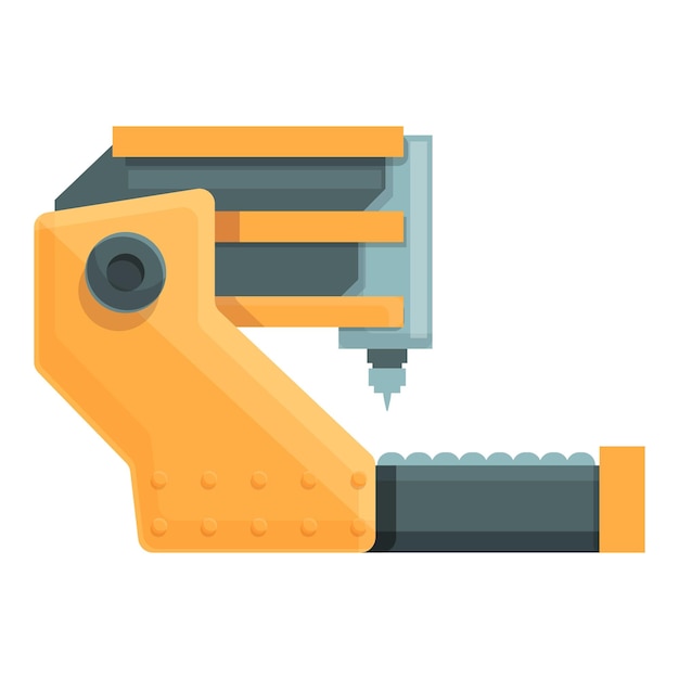 Vector automatizado, máquina, icono, caricatura, vector, acero, torno, cnc, equipo