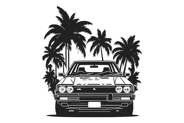 Automóvil deportivo clásico de Japón de los años 80 aislado en un fondo blanco vista delantera ilustración vectorial auto mejor para el emblema pegatina póster impresión de camiseta y pancarta