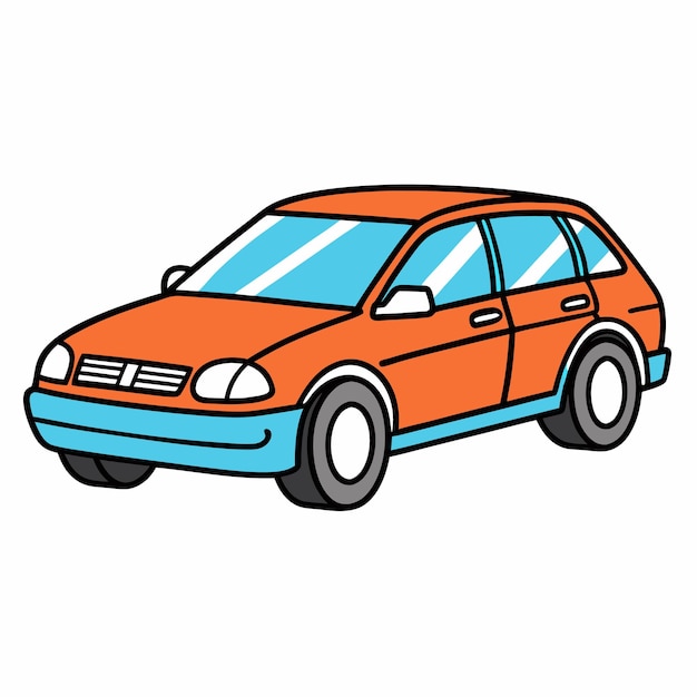 Un automóvil de pasajeros con un diseño de contornos simples