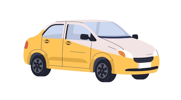 Vector automóvil de pasajeros transporte por carretera de automóviles de entrega automóvil comercial de ruedas para entregar mensajeros amarillos transporte de vehículos ilustración vectorial plana aislada sobre fondo blanco