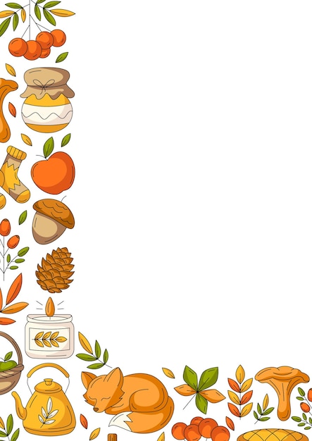 Autumn vertical a4 espacio de póster para texto Colorido marco de borde de la esquina izquierda con otoño estacional acogedor