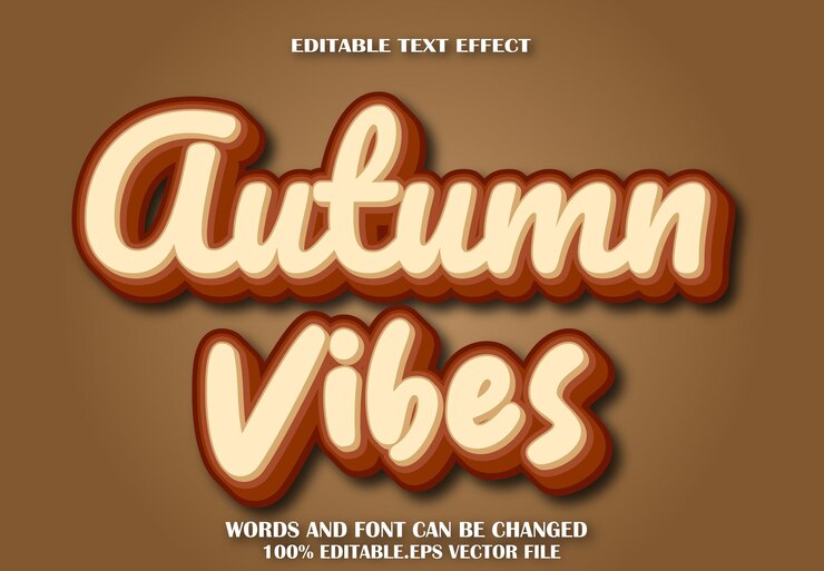 Vector autumn vibes efecto de texto editable estilo de dibujos animados
