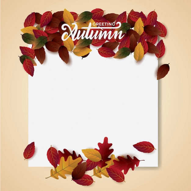 Autumnblank diseño decorar con hojas para saludo.