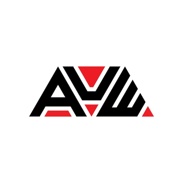 AUW diseño de logotipo de letra triangular con forma de triángulo AUW diseño del logotipo triangular monograma AUW plantilla de logotipo vectorial triángulo con color rojo AUW logotipo triangle sencillo elegante y lujoso AUW